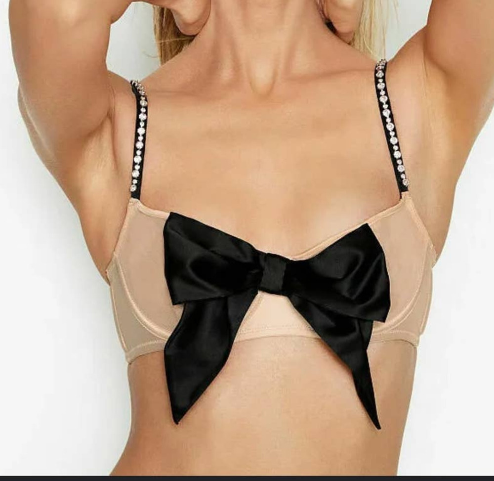 Victoria's Secret Wicked Unlined Mesh Balconette Push Up Embellished Bra - 38DDD
